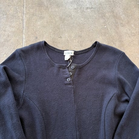 90s ITALY製 J.CREW コットン ニット ヘンリーネック ワンピース