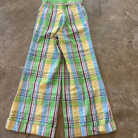 70s vintage h.i.s for her フレア チェック柄 パンツ