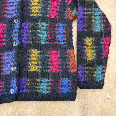 ブラック×レインボーカラー vintage モヘア カーディガン