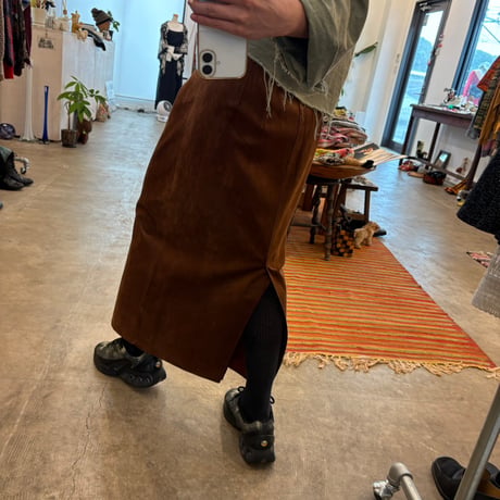 USA製 vintage Talbots ブラウン レザー ロング  スカート