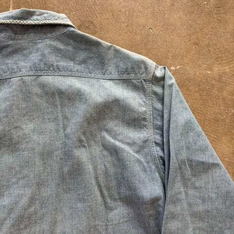 vintage レア シンプルデザイン シャンブレー 長袖シャツ