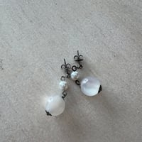 antique 半透明 パール like ダイヤモンド ピアス