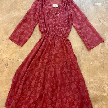 60-70s  カリフォルニアmade シースルー 花柄 ワンピース