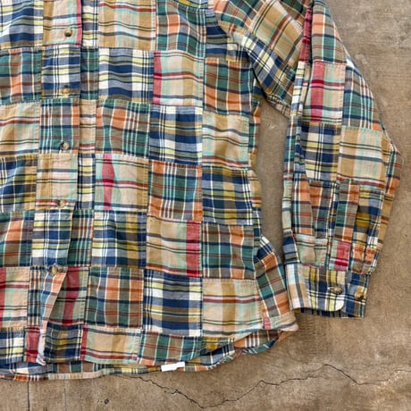 90s- ORVIS パッチワーク ボタンダウン 長袖 シャツ
