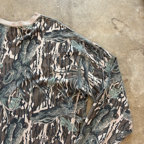 80- Mossy Oak USA製 コットン100 リアルツリー カモ柄 ロンTEE