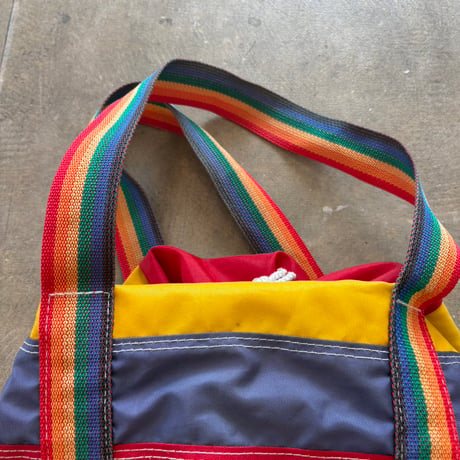 vintage カラフル レインボーカラー プール ナイロンBAG