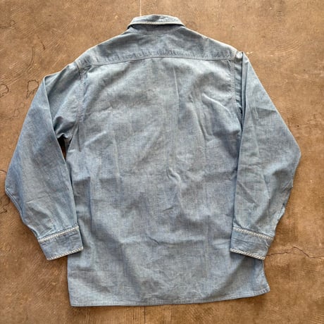 vintage レア シンプルデザイン シャンブレー 長袖シャツ