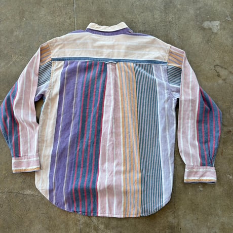 90s インド製 ストライプ コットン 長袖シャツ