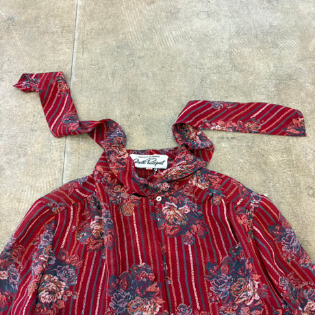vintage フランスmade シースルー リボン付き ブラウス