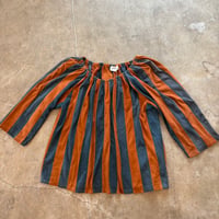 vintage Giuliana ネイビー×オレンジ スエード ヌバック ブラウス