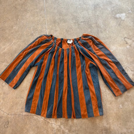 vintage Giuliana ネイビー×オレンジ スエード ヌバック ブラウス