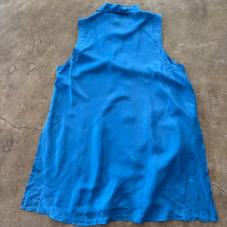 NEW YORK STUDIO SILK 100 ノースリーブ シャツワンピース