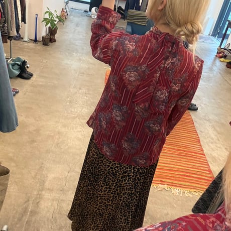 vintage フランスmade シースルー リボン付き ブラウス