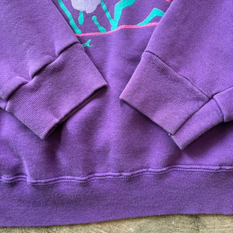 90s ネオンカラー パープル フラワー スウェット