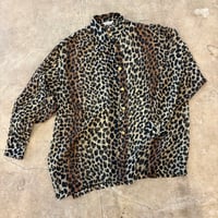 シースルー ヒョウ柄 袖ボリューム デザイン 長袖 シャツ