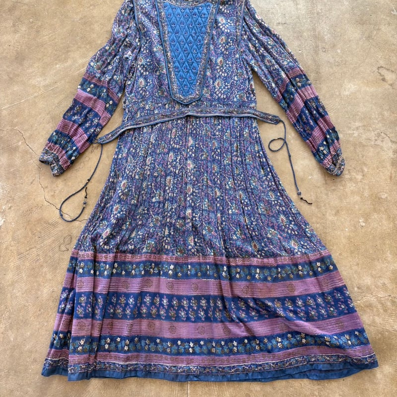 vintage 70s Four Seasons インド綿 レア デザイン ワンピース
