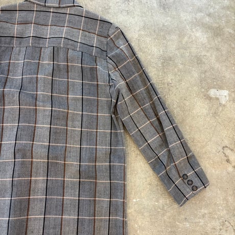 vintage ダブルボタン グレンチェック ロング コート ワンピース