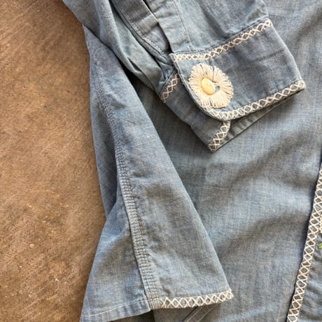 vintage レア シンプルデザイン シャンブレー 長袖シャツ