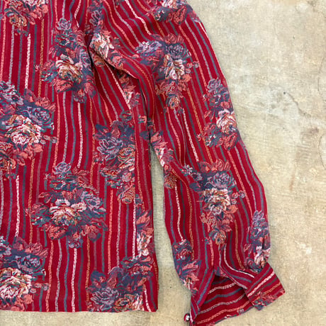 vintage フランスmade シースルー リボン付き ブラウス