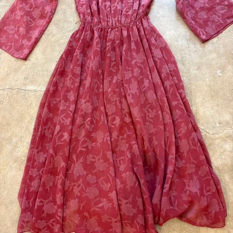 60-70s  カリフォルニアmade シースルー 花柄 ワンピース