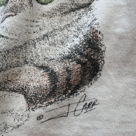 90s USA製 猫の親子  アニマル アート ワンピース TEE