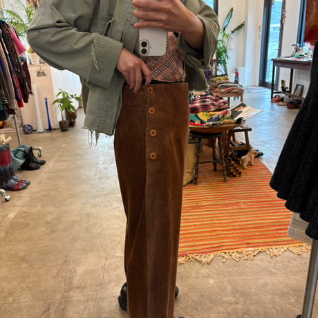 USA製 vintage Talbots ブラウン レザー ロング  スカート