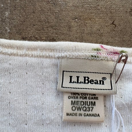 L.L Bean カナダ製 ウール混 花柄 ヘンリーネック ロンTEE
