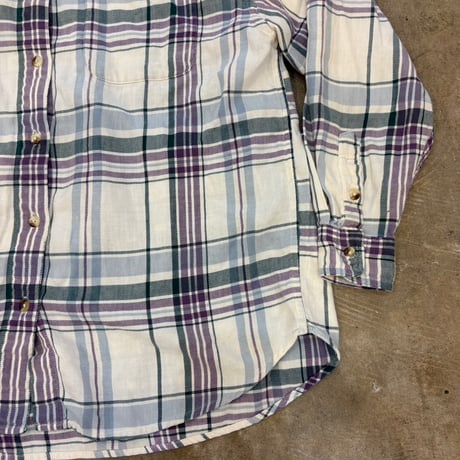 80s Eddie Bauer コットン チェック 長袖 シャツ