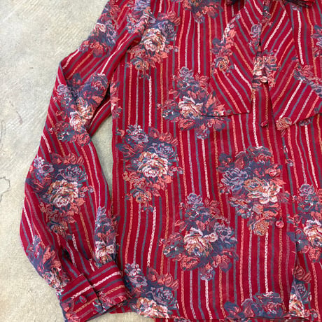 vintage フランスmade シースルー リボン付き ブラウス