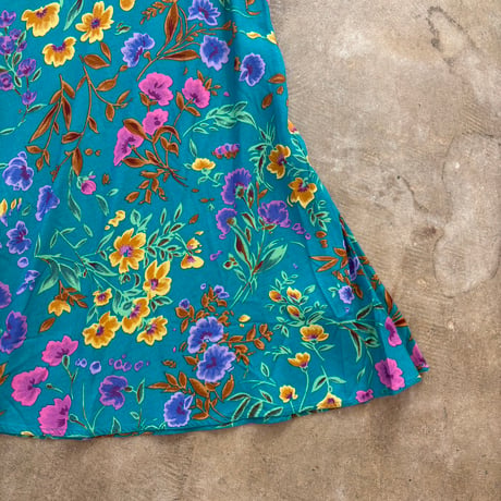 80s vintage MAGGY LONDON PETITES レーヨン 花柄 スカート