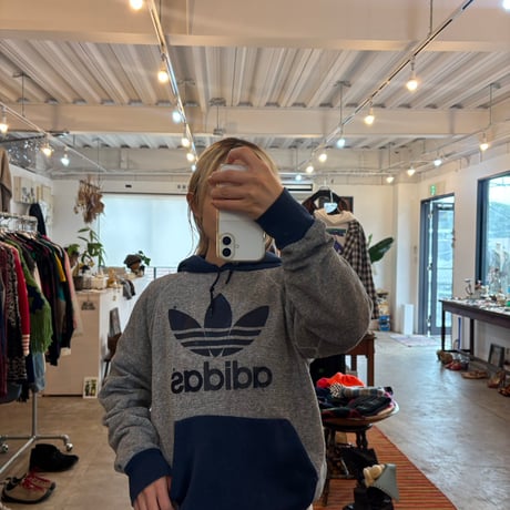 80s adidas vintage ２トーン トレフォイルロゴ パーカー