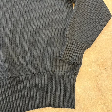 40s- vintage 無地 ブラック ウール レタード ニット