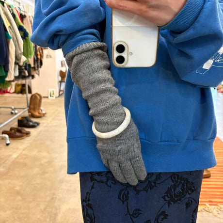 霜降りグレー ニット ロング グローブ