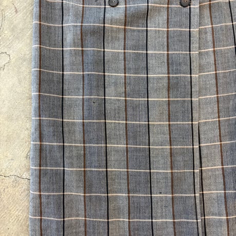 vintage ダブルボタン グレンチェック ロング コート ワンピース