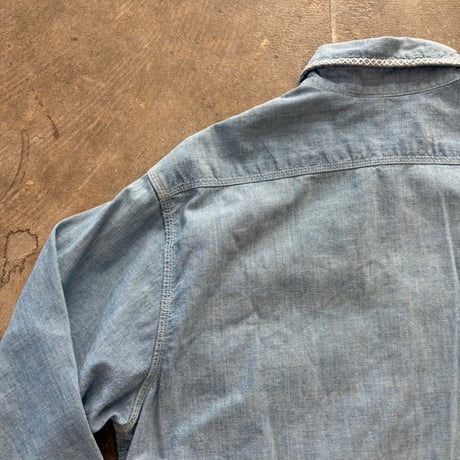 vintage レア シンプルデザイン シャンブレー 長袖シャツ