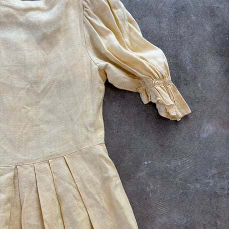 80s antique EURO COUNTRY Line リネン 前開き ワンピース