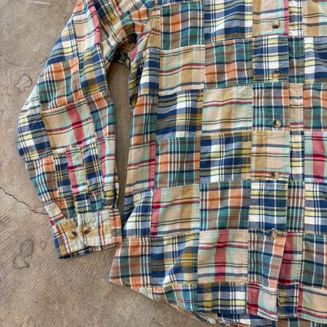 90s- ORVIS パッチワーク ボタンダウン 長袖 シャツ