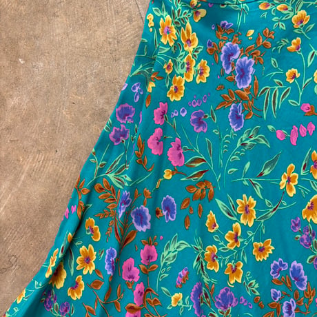 80s vintage MAGGY LONDON PETITES レーヨン 花柄 スカート