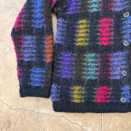 ブラック×レインボーカラー vintage モヘア カーディガン