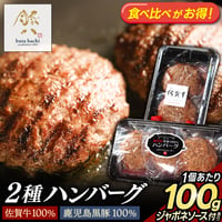 ★食べ比べがお得★佐賀牛と鹿児島黒豚「ハンバーグ 2種セット」冷凍 牛肉100％ 豚肉100％ おすすめ 人気 ギフト 通販【1個100g】選べる 5個ソース付/10個