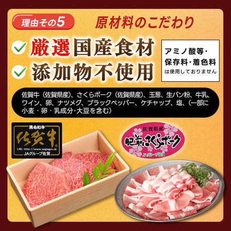 佐賀牛とさくらポークハンバーグ 冷凍 牛肉 豚肉 おすすめ 人気 ギフト 通販【1個100g】選べる 3個/5個