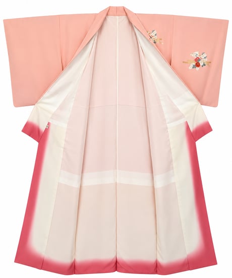 【らくらく着物 美麗 訪問着】優美花扇文様 金彩 淡桃色｜一人で着られる簡単着付け 時短着物 結婚式 入学式 七五三 お宮参り