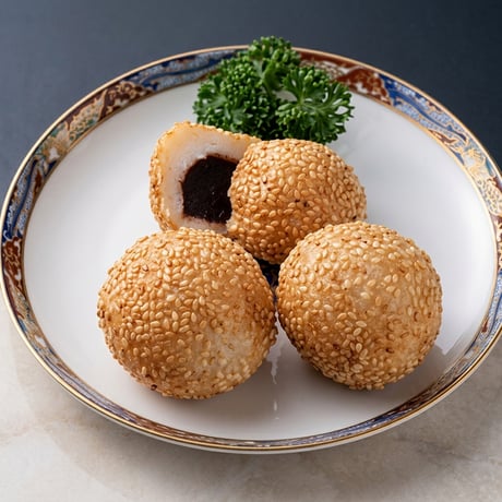 【0011】麻球（マーチュウ）こし餡入りゴマ団子（45g×20個入り）／㈱ヤムチャ・フーズ・サプライ