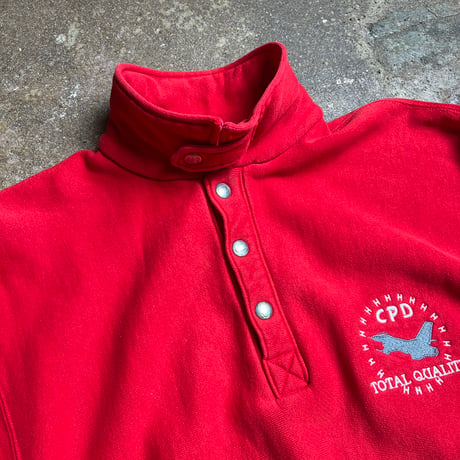 90s Champion Reverse Weave チンスト付きハーフスナップスウェット ”ボロ”