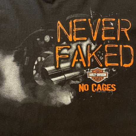 10s HARLEY-DAVIDSON "NEVER FAKED / NO CAGES" ロングスリーブTシャツ