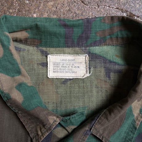 70s U.S. Military COAT, HOT WEATHER, COMOUFLAGE PATTERN RIPSTOP LARGE-SHORT