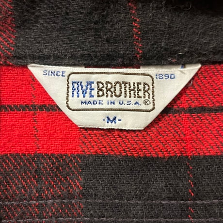 80s FIVE BROTHER ヘビーネルシャツ / "RED × BLACK"