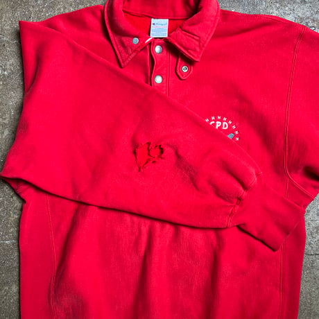 90s Champion Reverse Weave チンスト付きハーフスナップスウェット ”ボロ”