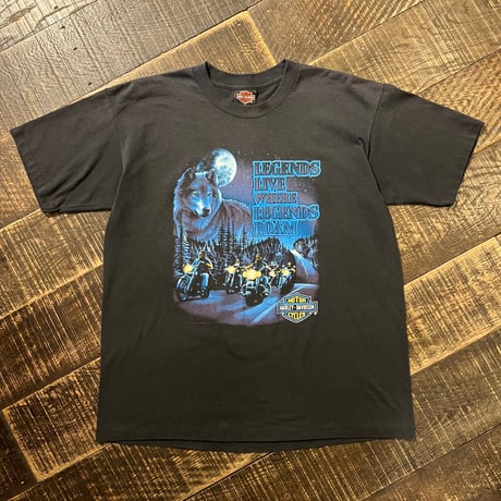 90s HARLEY-DAVIDSON プリントTシャツ "LEGENDS LIVE WHERE LEGENDS ROAM"