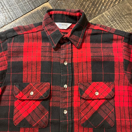 80s FIVE BROTHER ヘビーネルシャツ / "RED × BLACK"
